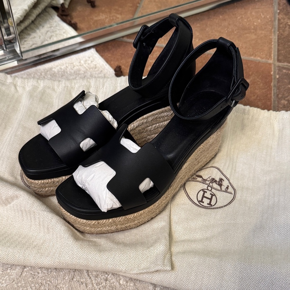 Hermes Black Elda Espadrille